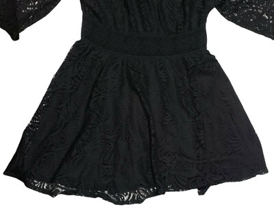 American Rag Cie Black Floral Lace Overlay Dress Size 2X Sheer Sleeves  Crotchet | eBay
