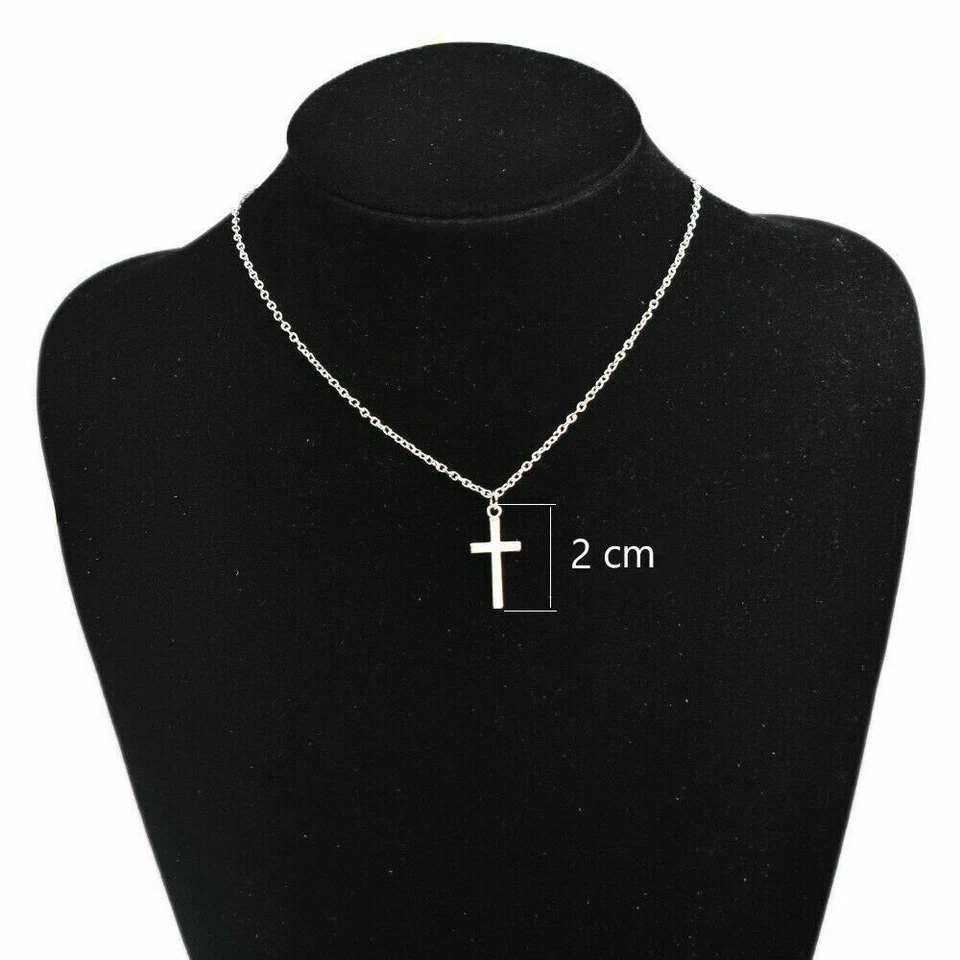 Collana CROCE 20x12mm Argento catena con Ciondolo Crocifisso lunga da Uomo Donna - Immagine 3 di 4