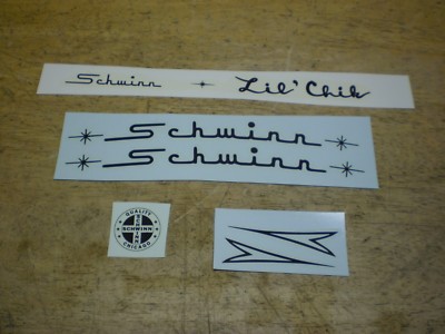 Complete Schwinn Approved Lil Chik Black Bicycle Decal Set