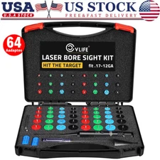 Upgraded Bore Sight Red Laser Kit Boresighter 64 Adapter fit .17 to 12GA Caliber