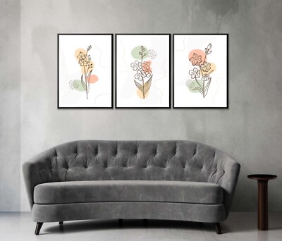 Floral Abstract Vector Set of 3 Poster Wall Art Prints Unframed QUALITY
