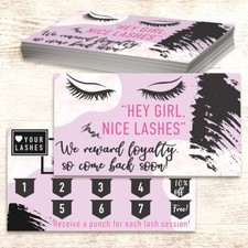 Hey Girl! Eyelash Extensions - Qty. 50 Loyalty Punch Cards 3.5x2 Small Business