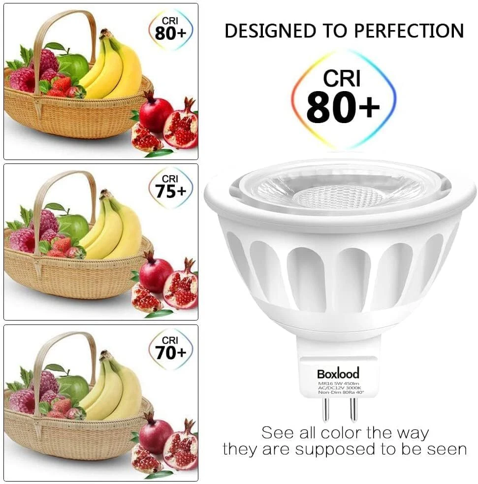 Boxlood MR16 LED Bulbs 12 Volt GU5.3 Bi Pin Base 40 Degree 5