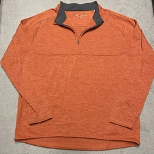 Peter Millar Maven 1/4 Zip Mens Large Orange Pullover Performance Golf Waffle 