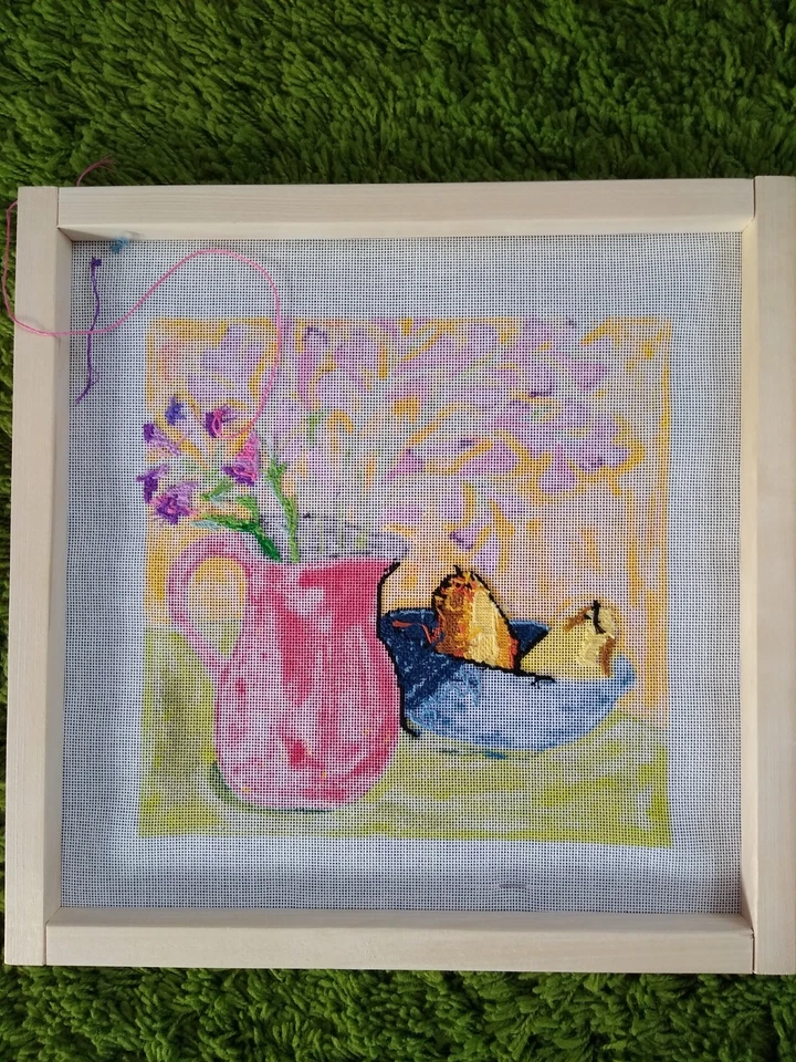 M-985 Still Life Handpainted Needlepoint Canvas Maggie Annie Catherine STARTED - Image 2 of 3