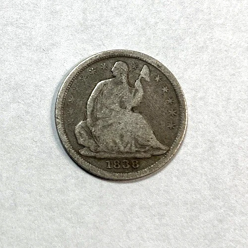 1838 No Drapery Seated Liberty Half Dime G+/VG