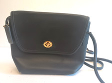 Vintage Coach Quincy 9919 Black Leather Crossbody Bag Turnlock Made in USA