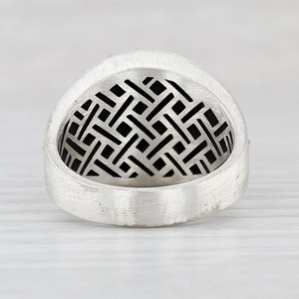 Onyx Sterling Silver Ring Size 12.5 Winged Figure Tribal Egyptian Goddess - Image 4 of 4