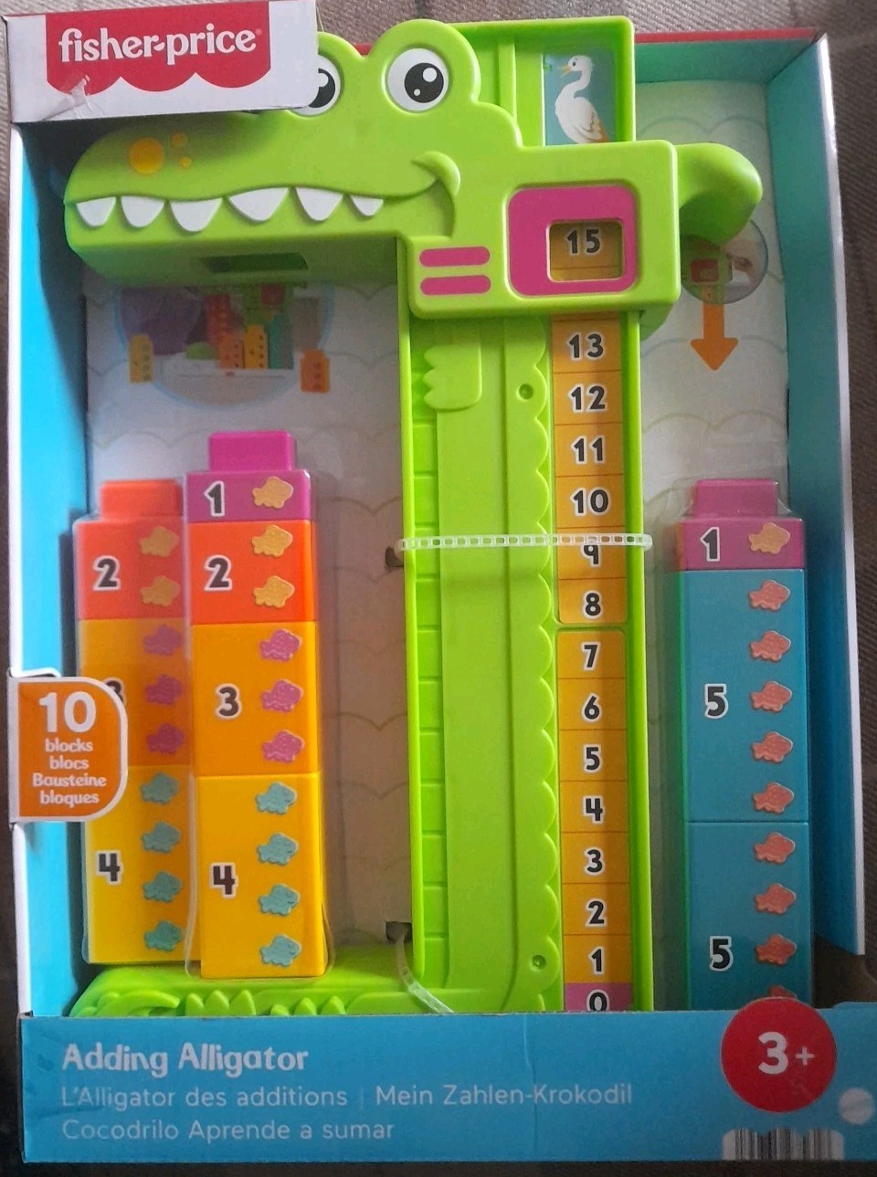 Fisher-Price Adding Alligator Counting Toy with 10 Stacking Blocks Preschool Toy