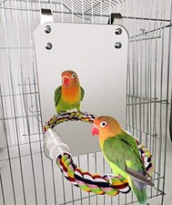 BWOGUE 7 Inch Bird Mirror with Rope Perch Medium 7.1  5.1 , Multicolor