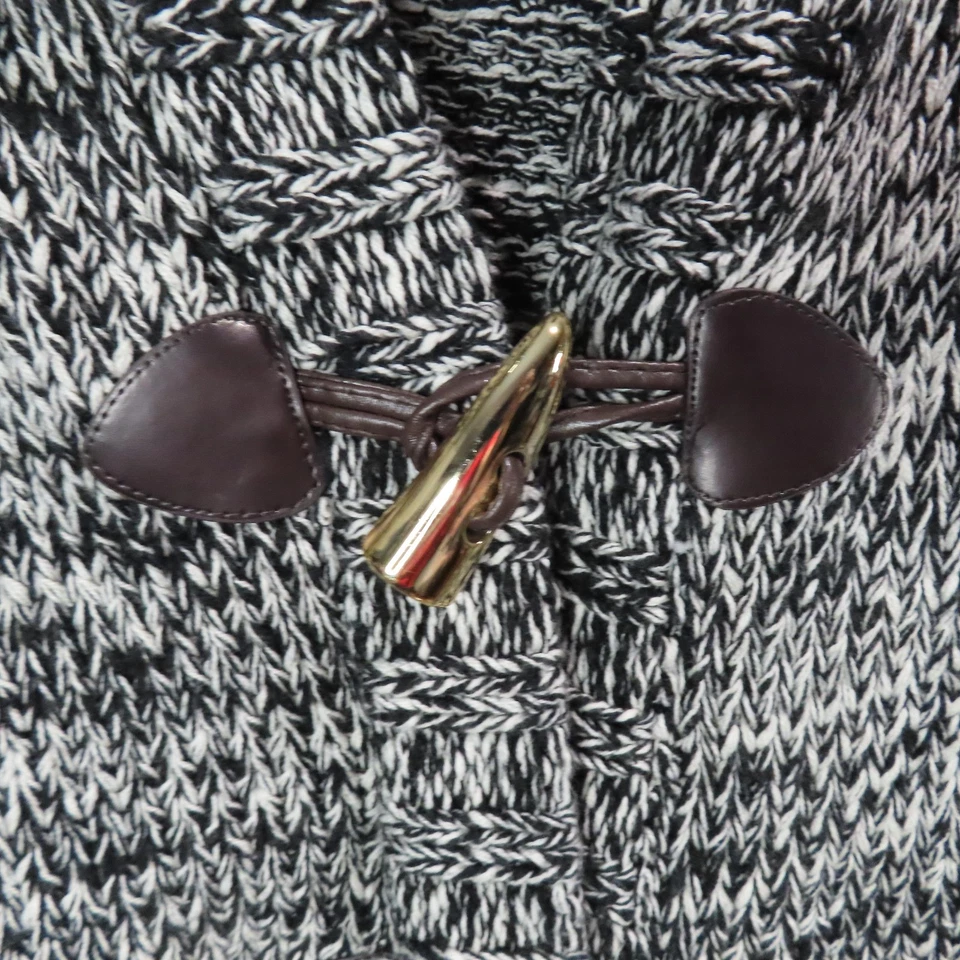 Suéter Fylo Mujer Mediano Negro Blanco Tejido Mármol Palanca Botón Poncho Capa Foto 3 de 4