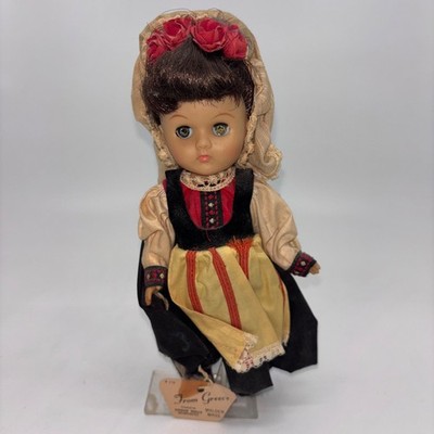 Vogue Doll From Greece 8  Greek Costume w/ Tag & Stand Vintage