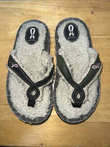Damen Privo Fell Flip-Flop Sandalen Brustkrebs Bewusstsein Gr. 5 - Bild 2 von 5