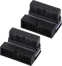 2 Pk Down 90 USB 3.0 19/20Pin Motherboard Header Adapter Female to Male Black