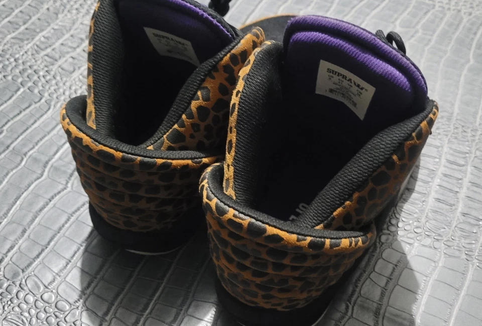 Zapatilla deportiva Lil' Wayne x Supra Quimera para hombre negra guepardo púrpura zapato de gimnasio talla 8 Foto 4 de 4