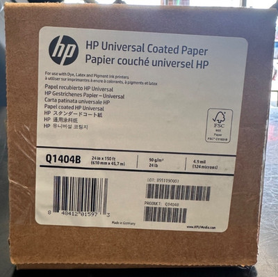 HP Universal Inkjet Print Coated Paper 24''x150' Matte 89 Brightness Q1404B