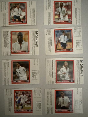 8x Topps / Wagon Wheel Rare England 2004 Football Trade Cards inc Beckham