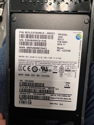 Samsung PM1633a 3.84TB SAS 12Gb/s Enterprise SSD 2.5  MZ-ILS3T8B NetApp Tested