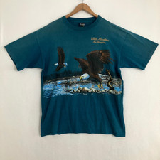 Vtg White Mountain NH Eagle Shirt XL Single Stitch USA Made AOP Wrap Around 90s
