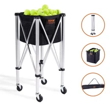 VEVOR Tennis Ball Hopper Basket Teaching Tennis Ball Cart with Wheels 150 Balls