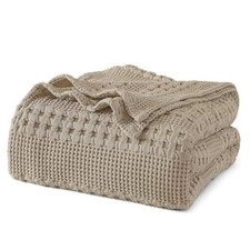 100 Cotton Waffle Weave Blanket King Size for Bed, Soft King 108"x90" Taupe