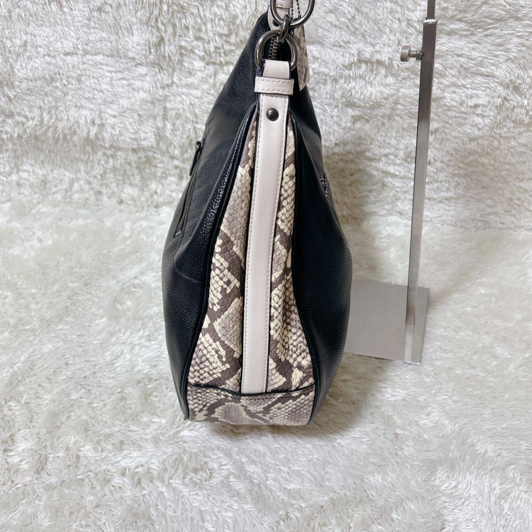 COACH Python Pattern 2Way Shoulder Bag Black Leat… - image 4