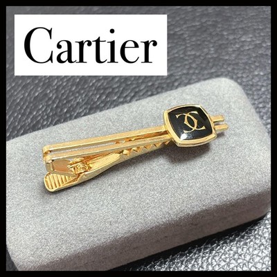 Cartier Tie Pin Logo Square Clip Gold Black | eBay