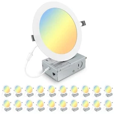 Elaruslux 20 Pack 7 Inch 3CCT Ultra-Thin LED Recessed Light with Junction Box...