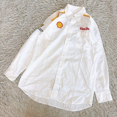 Men Tops Novelty Ferrari Shell Helix Work Shirt Scuderia Embroidery M Super Car