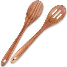 2-Piece 14 inch Large Wooden Spoon Set Non Toxic Solid Wood Spoons Cooking Ut...