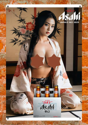Asahi1 Super Dry Metal Poster Sexy Asian Girl Beer Bar Man Cave Decor read des