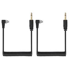 2 Pcs 3mm to Male Flash PC Sync Cable with Screw Lock 2.5mm 2P to PC, Black