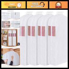 60" Cotton Garment Bag for Fur Coats - 4 Pack, White, Dustproof Travel-Friendl