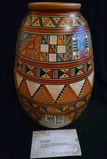 Novica 11" Peruvian Hand-Made Ceramic Vase - "Inca Calendar" By Paucar Family