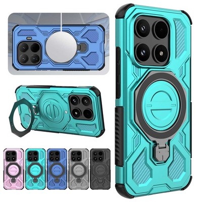 For Xiaomi 15T Pro Redmi Note 14 Pro Plus Magsafe Phone Case Rugged Stand Cover