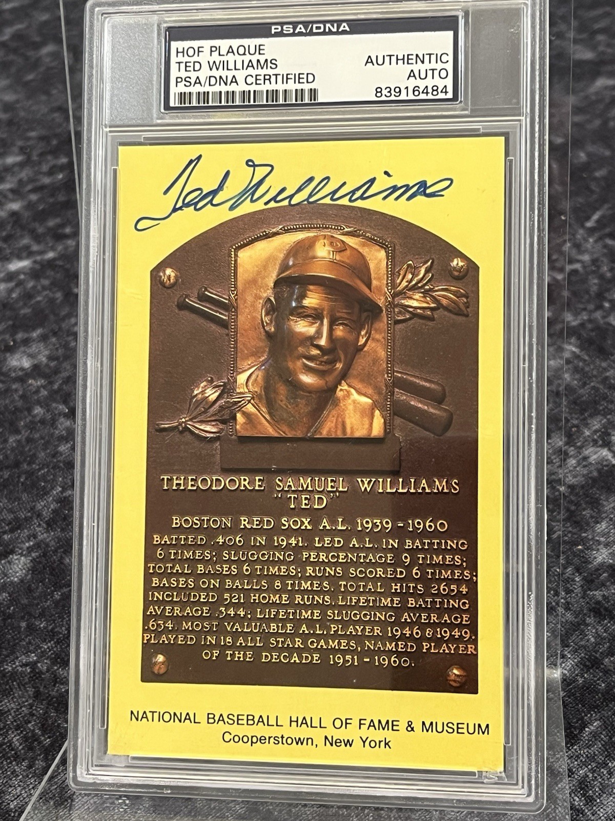 Ted Williams signed HOF postcard PSA/DNA Gorgeous Autograph !!
