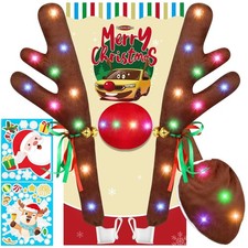 Reindeer Antlers Car with Lights, Car Reindeer Antlers for Car Window RoofTop...