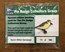 Spoon Billed Sandpiper Pin Badge Collector Group RSPB - Enamel Pin Badge