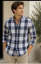 VTG Abercrombie Fitch Men's Muscle Fit Plaid Button Down Shirt Blue White M