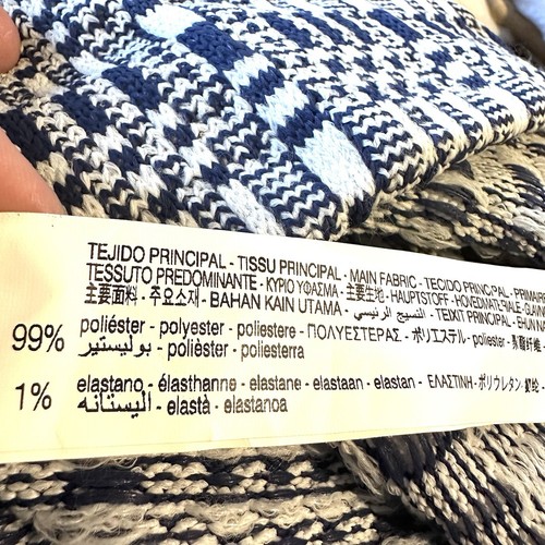 NWT ZARA Tweed Pull-On Fringe Skirt L Large Blue White - Picture 6 of 11