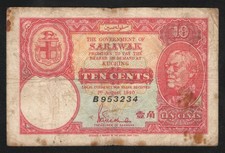 1940 10c Government of Sarawak ten cents Pick 25b  0082