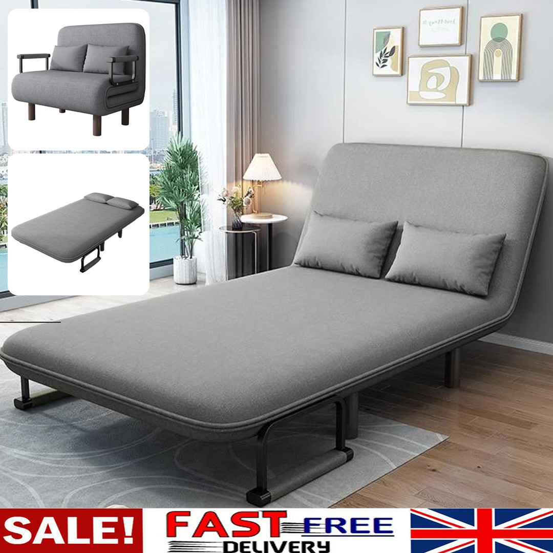 Double Fabric Sofa Bed Sleeper Couch Sofabed Settee Recliner Beds Folding UK