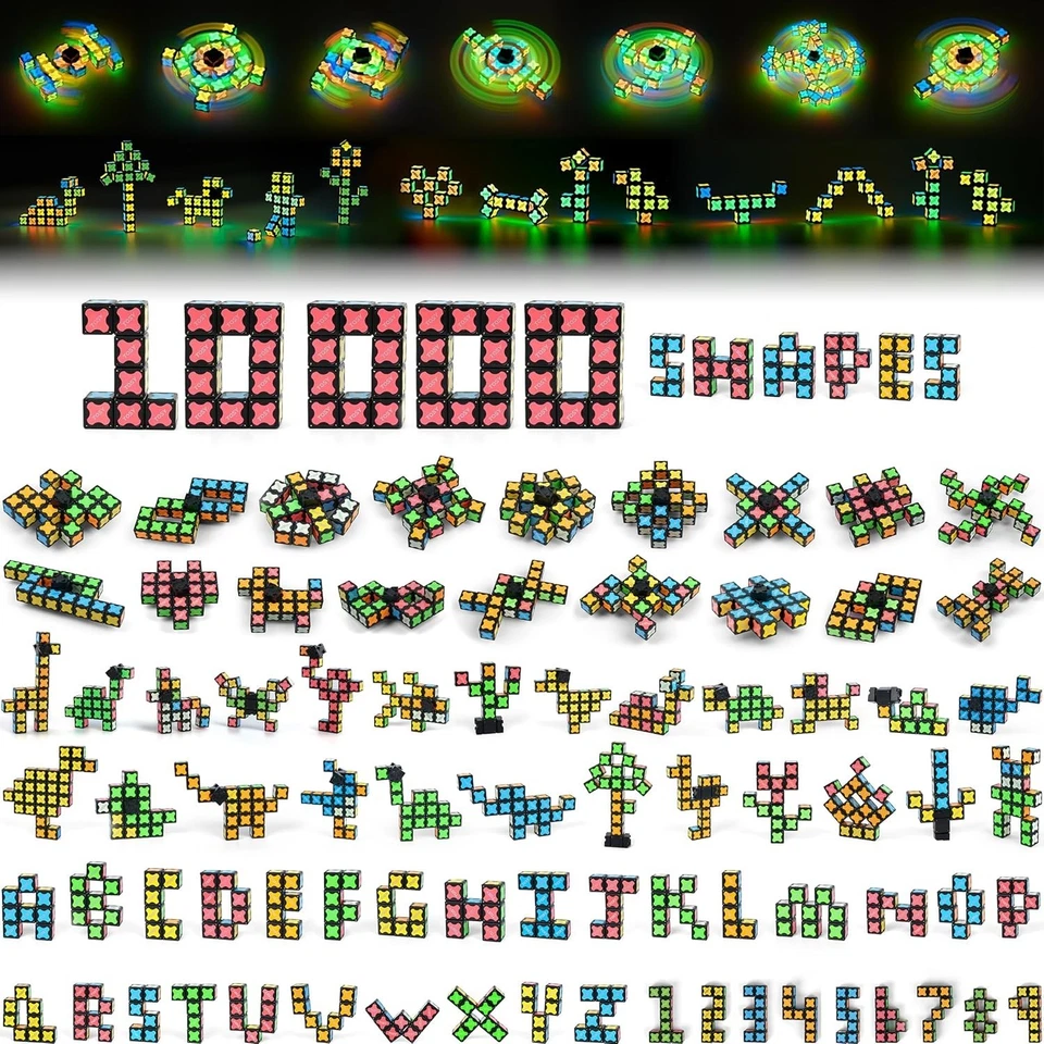 TOSY Imán Fidget Spinner 17 Bloques Brillo Transformable 136 Imanes Incrustados Foto 3 de 4