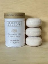 Crabtree & Evelyn Caramelized Fig & Brown Sugar Trio Soap Set 3x 3.5 oz