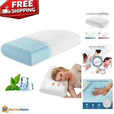 Queen Size Memory Foam Pillow - Cooling Gel Ergonomic Support for Comfort