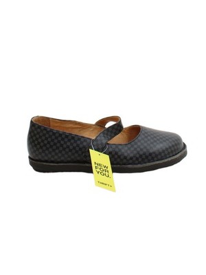 Gudrun Sjöden flache Damenschuhe UK 6 schwarz kariert 100 % Leder Mary Jane