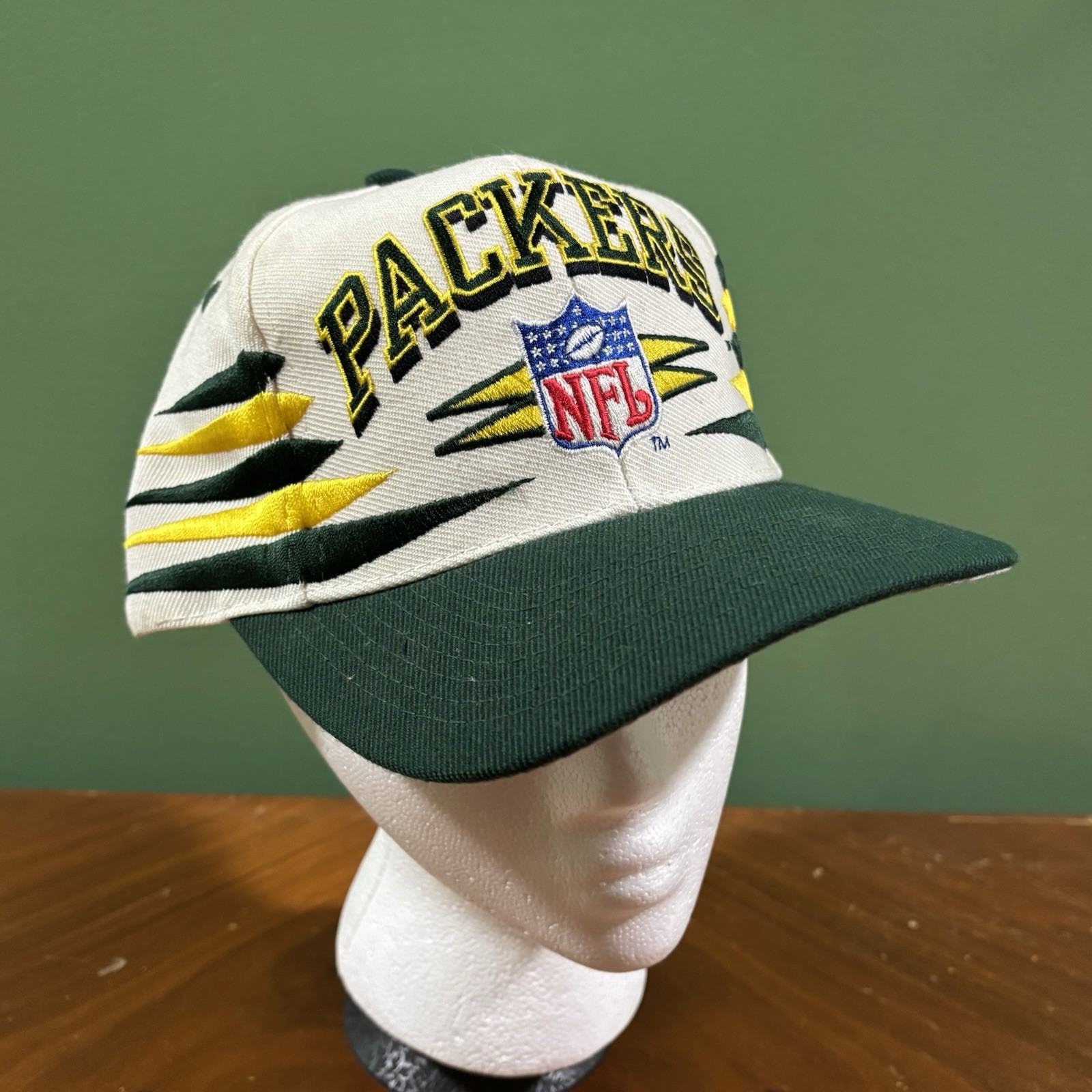 Vintage Green Bay Packers Hat Cap Snapback Diamond Cut Logo Athletic Pro Line