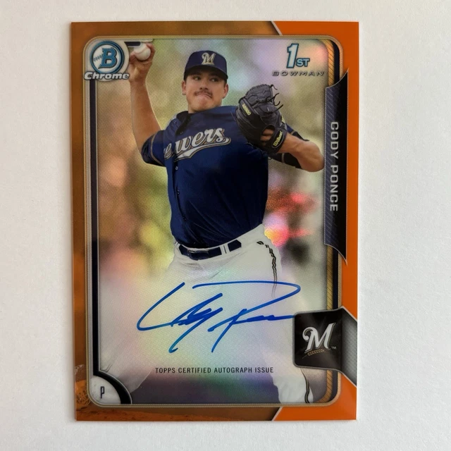 Cody Ponce 2015 Bowman Chrome Orange Refractor Autograph /25 Toronto Blue Jays