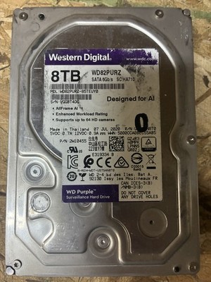 Western Digital WD82PURZ WD Purple 8TB Surveillance Hard Drive TESTED WORKS FINE