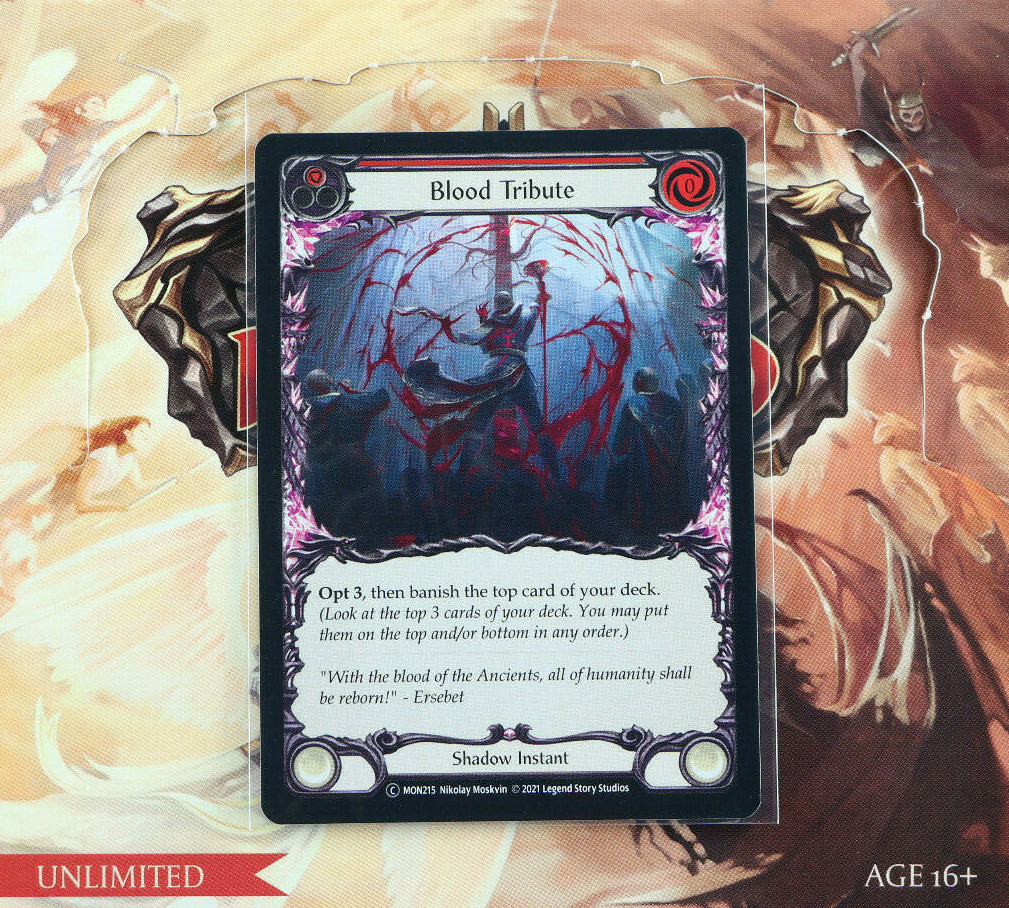 flesh and blood all cards Blood Tribute (1) Standard Unlimited MON215 Monarch Whats in the box Flesh and Blood Trading Card